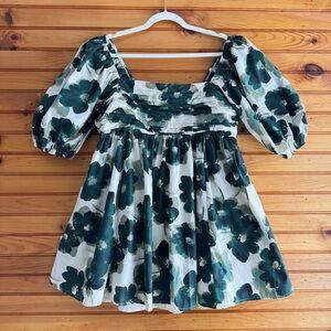 Abercrombie & Fitch Emerson Smocked Puff Sleeve Mini Dress Petite XL Floral